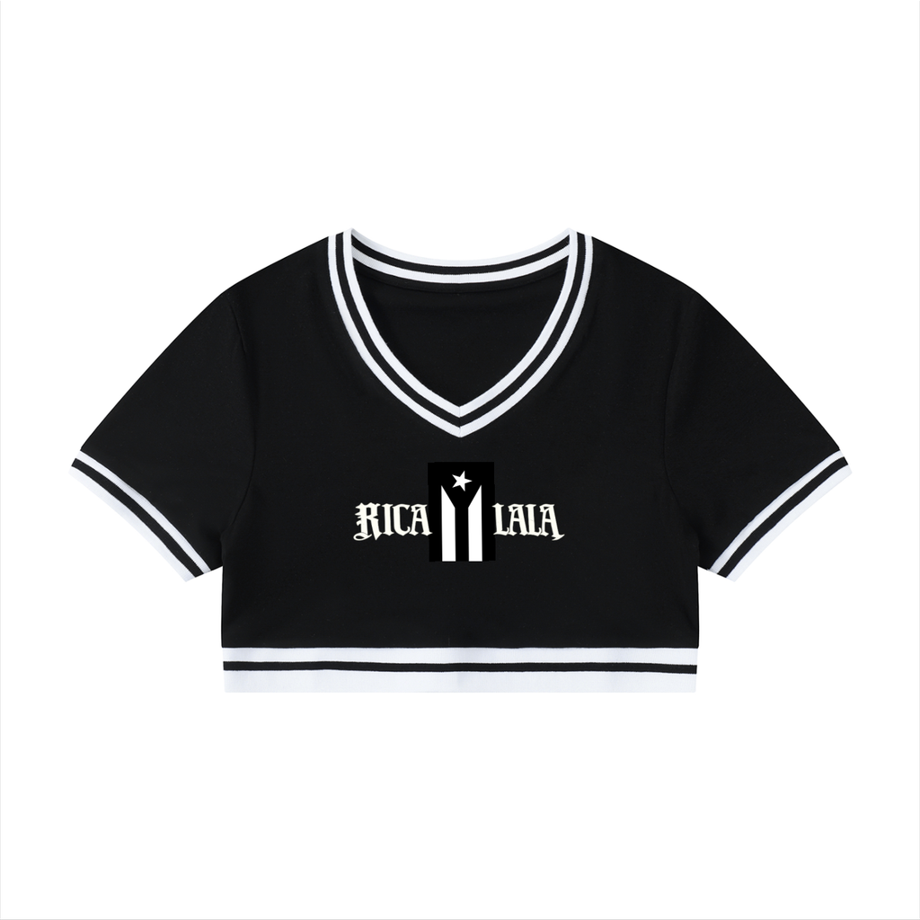 Women's "Puertorico" Ricalala V-Neck Crop T-Shirt