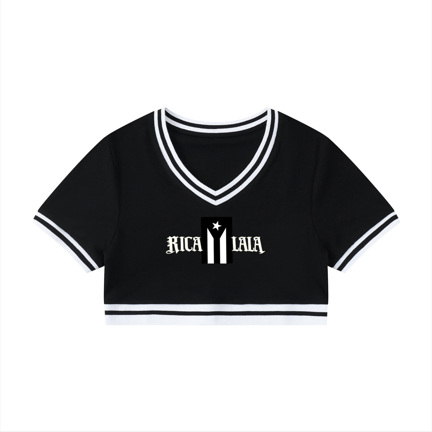 Women's "Puertorico" Ricalala V-Neck Crop T-Shirt