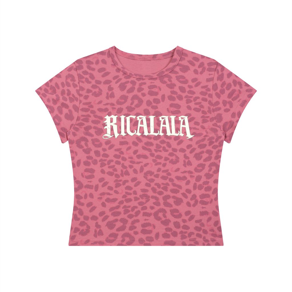 RICALALA Women’s Leopard Print Crop T-Shirt