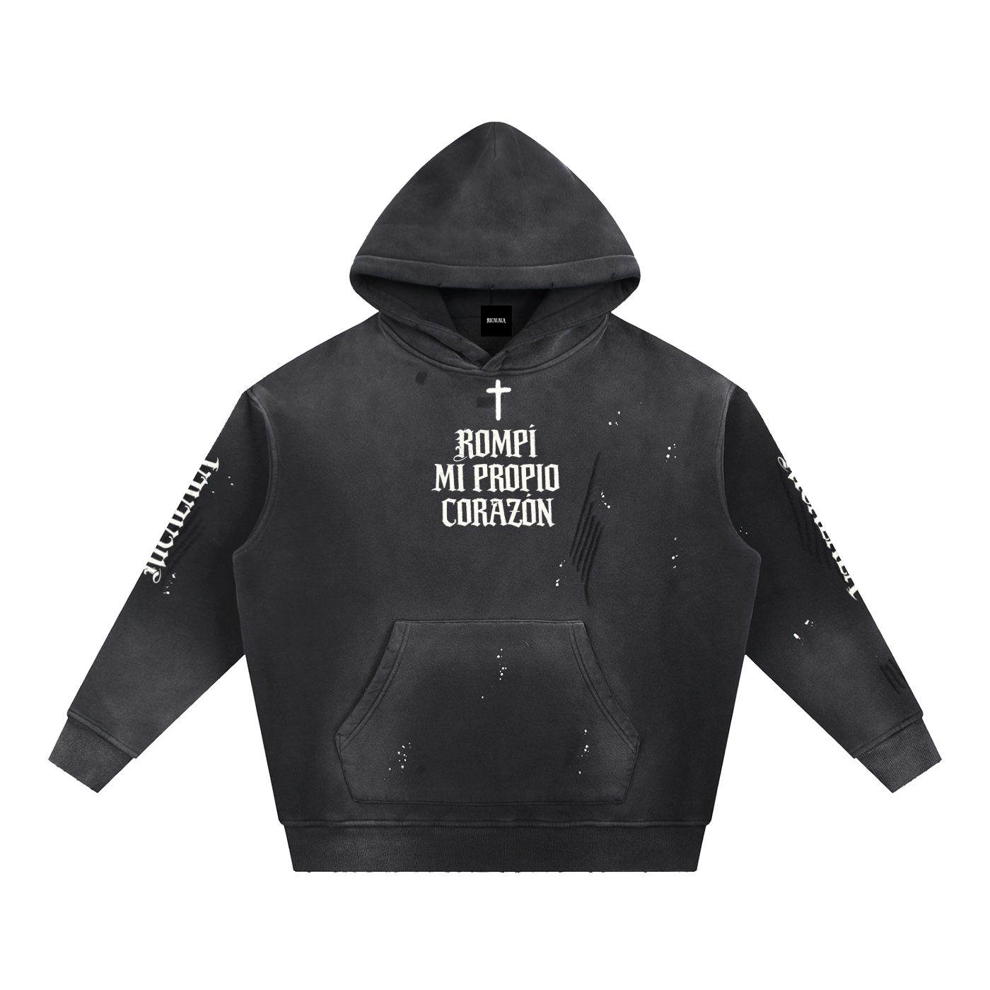 Vintage Washed Frayed Fleece Hoodie