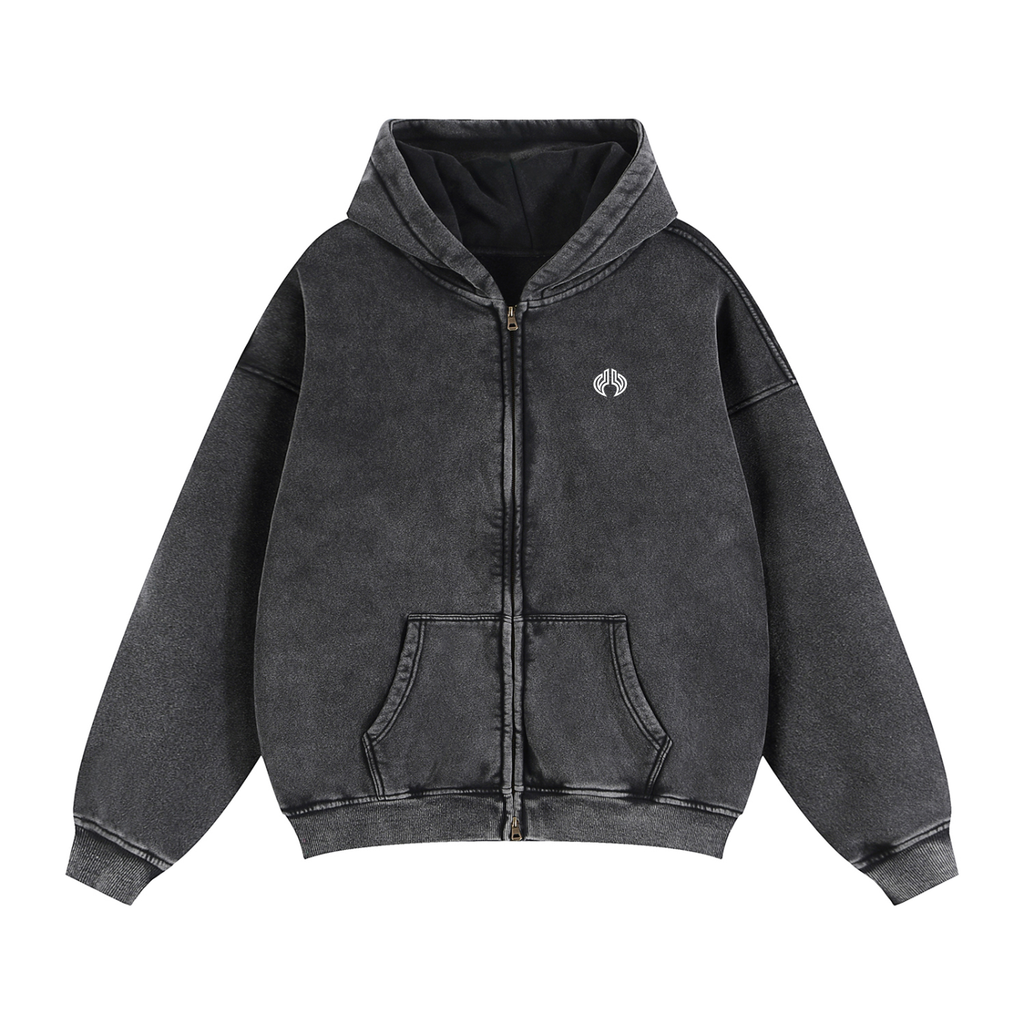 RICALALA Zip-Through Boxy Fleece Hoodie