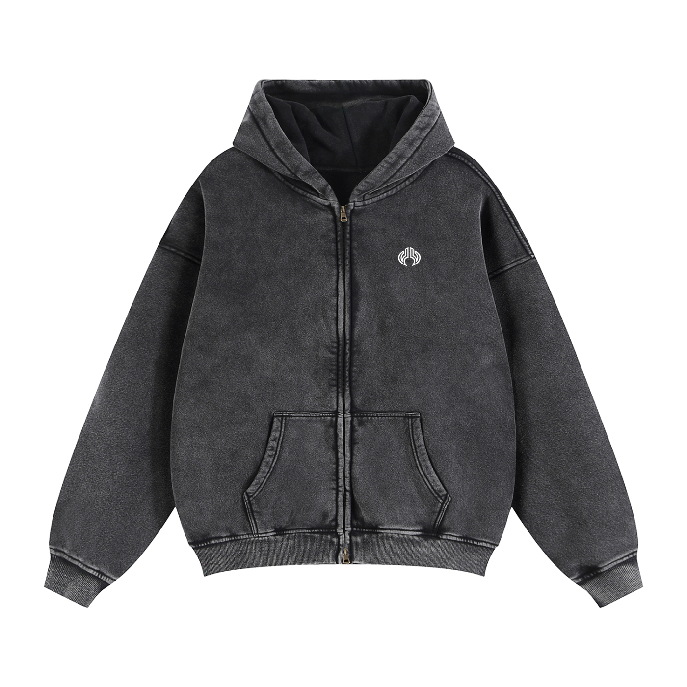 RICALALA Zip-Through Boxy Fleece Hoodie